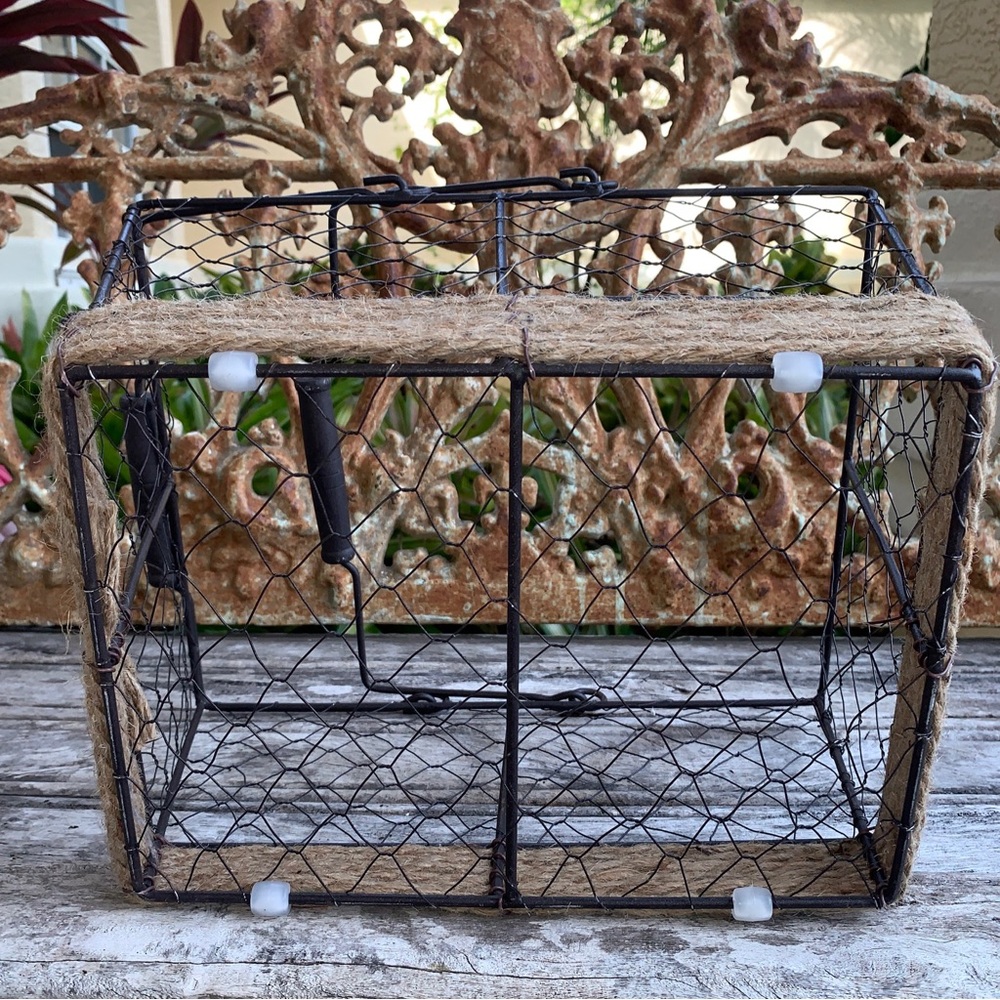 Rustic Wire and Burlap Basket - Picture 9 of 10